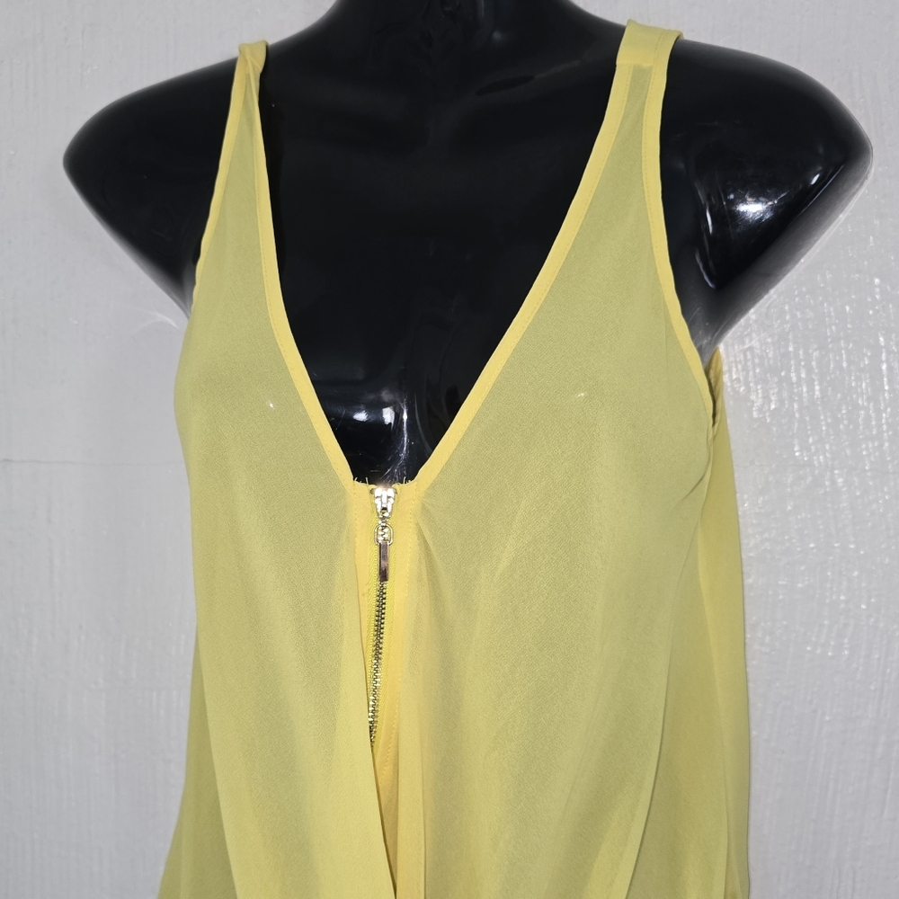 Bebe Yellow Wrap Tie Front Sleeveless Tank